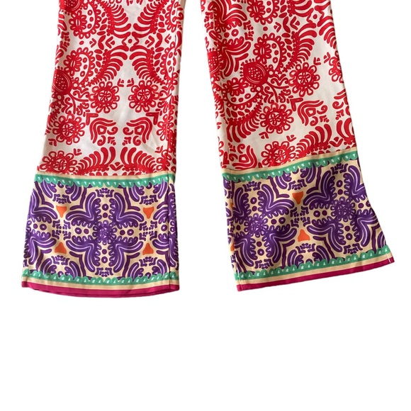 NWT Zara Orange & Purple Printed Wide Flared Leg Pajama Style Pants - S - Picture 6 of 14